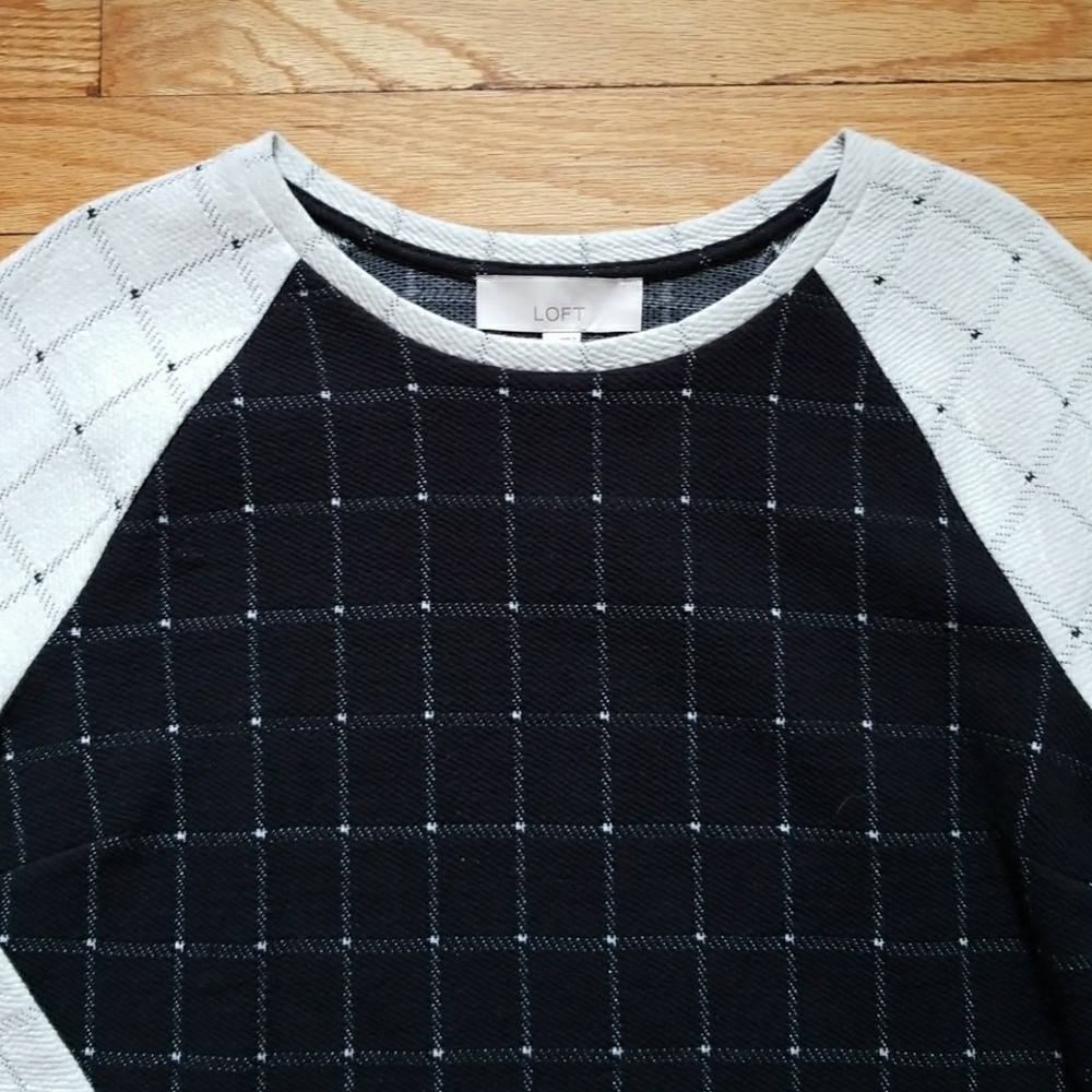 5/$25 Ann Taylor Loft Top Oatmeal/Black L NWOT - Picture 3 of 4